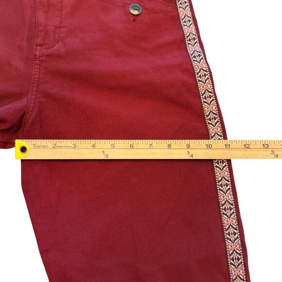 Anthropologie Women's Burgundy Pants Size 4 W/ Embroidered Side Stripes NWT - Picture 12 of 16